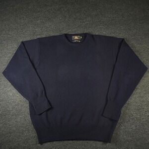 Vtg RRL Ralph Lauren Navy Blue Crewneck Sweater 100% Lambswool Men's XL [FLAW]
